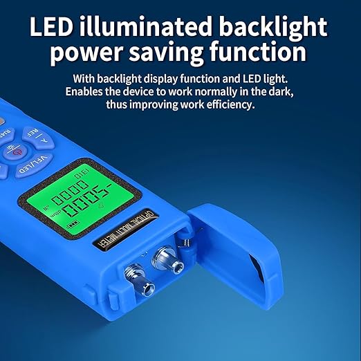Rechargeable Optical Power Meter L-C50-50km mini Fiber Cable Tester Suitable for SC/FC/ST/LC Interface 4-in-1 Function Built-in 50km Visual Fault Locator RJ45 Network Testing with 1 FC-LC Adapter