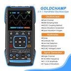3 in 1 Handheld Oscilloscope Multimeter DDS Generator with 2 Channels, 10000 Counts, 10MHz Bandwidth, 50MSa/s Sampling Rate, AC/DC, Voltage, Current, Capacitance, Resistance, Diode, Continuity Test
