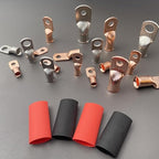 16Pcs Battery Cable Ends 6 AWG 5/16" Stud Copper Ring Terminals Wire Lugs with 16Pcs Heat Shrink Tubing 6 Gauge Battery Cable Lugs Heavy Duty Cable Lugs Bare Copper Eyelets Tubular Ring Terminal