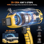 Portable Handheld Welding Machine - 110V IGBT Inverter Handheld Welder, 20-120A Portable ARC Welder with 5 Variable Current Adjustments,Hot Start & Anti-Stick for 3/32"-1/8" Welding Rods(Yellow)