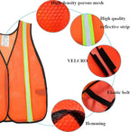 SIFE 10 Pack High Visibility Reflective Safety Vest,Made from Breathable and Neon Orange Mesh Fabric with Stretchable design,light weight for Man and Woman(Orange, 10 pack)