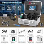 Sanyipace Sewer Camera 100FT/30M, 1080P FHD, Zoom in, Remote Control, Sapphire Lens, Battery Level Display, 12 Adjustable White LEDs, 7'' LCD Screen, Plumbing Pipe Drain Camera, 16GB TF Card