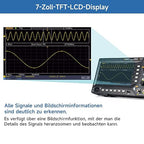 OWON Digital Oscilloscope with 4 Channels and Screen 7 inch / 18 cm, TFT-LCD Display, Portable Professional Oscilloscope Kit with 1GS/s Sampling Rate, Bandwidth 200MH, SDS220