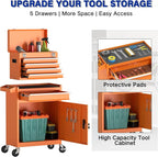5 Drawer Tools Chest, Tool Cabinet with Universal Lockable Wheels，Tool Box with Detachable Top Box for Workshop(Orange)