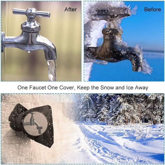 2Pack Outdoor Faucet Covers for Winter - Pro 6.7" W x 8.3" H Outdoor Water Faucet Cover Socks for Winter Freeze Protection Pipe Insulation Reusable Waterproof Insulated Spigot backflow Cover,Black