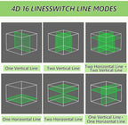 16 Line Laser Level, 4x360° Green Laser Line Self-Leveling Tool, Upgraded IP65 Metal Housing, Lazer Leveler Tool for Construction and Hanging Pictures, 2 Batteries & Remote Control