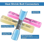 125PCS Heat Shrink Wire Connectors,Electrical Terminals Kit,Waterproof,Automotive Marine Electrical Terminals Kit,Ring Fork Hook Spade Butt Splices,Tinned Red Copper,12-10,16-14,22-16 (125PCS)