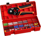 PEBA Ferrule Crimping Tool Kit, 21 Sizes Ferrule Kit, AWG 28-7 Self-Adjusting Hexagon Crimper for Wire Ferrules Terminals | Electrical Wire Ferrule Kit - Hex Ferrule Crimp Tool - Ratchet Crimping Tool
