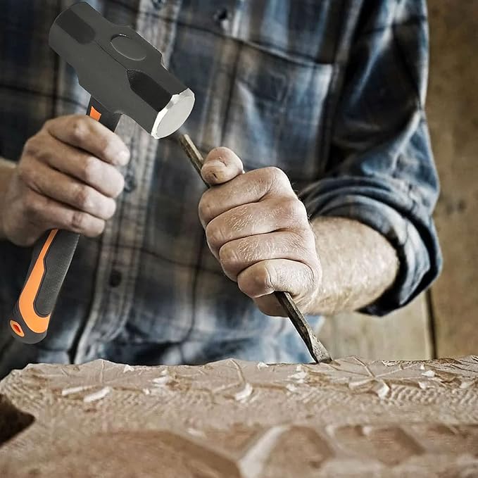 JOIKIT 2 PCS 3 Pound Sledge Hammer, Drilling/Crack Hammer with Forged Steel Head and Non-Slip Shock Absorbing Grip, Solid Construction for Demolition Work