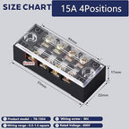 Terminal Block (8 Sets) 8Pcs 4 Positions Dual Row 600V 15A Screw Terminal Strip Blocks with Cover&8Pcs Pre-Insulated Barrier Termina Block Strip& 32Pcs Insulated Fork Wire Connector