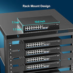 18 Port 2.5G Switch Unmanaged, 16 Ports 2.5Gbase-T Ethernet Switch+2X 10G SFP, 120Gbps Switching Capacity 2.5G Switch 16 Port , Fanless, for 2.5Gbps NAS, Wireless AP & PC, WiFi6 Router, Plug and Play