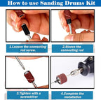 552 Pcs Sanding Drum Set, 504 Pcs 80 120 150 240 320 400 600 Grit Drum Sander Sleeves and 24 Pcs Drum Mandrels,2 Pcs Self-Tightening Drill Chuck and Combination Wrench for Rotary Tool