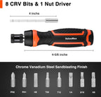 Valuemax Ratcheting Screwdriver, 9-In-1 Multi Screwdriver, Portable Ratchet Screwdriver Set, Adjustable Length, High-Strength Bits, Phillips, Slotted, Torx, Hex, Nut Driver