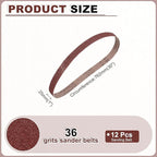 HARFINGTON 1 x 30 Inch Sanding Belts, 12 Pcs 36 Grits Aluminum Oxide Abrasive Belt Sander File Belt for Woodworking, Metal Polishing, Knife Sharpener