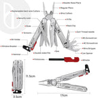 BIBURY Multitool Pliers BI2038B, 22-in-1 Stainless Steel Multi Tool with Flint, Window Breaker, Scissors, Back Clip, Folding Pocket Multifunctional Self-locking EDC Tool for Survival Camping Hiking