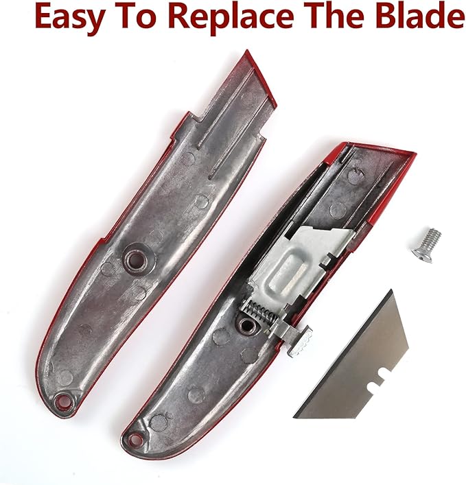 DIYSELF 30 Pack Box Cutter Heavy Duty Aluminium Shell Utility Knife | SK5 Steel Sharp Blade | Retractable Knife for Cutting Cartons Ropes and Cardboard | Home and Office Use (Red)