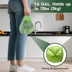 Compostable Trash Bags 1.2-1.6 Gallon with Handles 50 Count 0.6 Mil 6.06 Liter Heavy Duty Small Kitchen Food Scrap Waste Compost Bags for Countertop Bin ASTM D6400 & BPI Certified, OK Compost Home