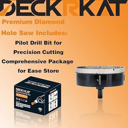 4 inch Diamond Hole-Saw Bits with Pilot Drill Bit -4" Diamond Tipped Tile Hole Saws with Guiding Bit Accurate Drilling for Porcelain Tile Ceramic Pottery Granite Stone Glass Bottles 102mm.