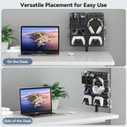 KDD 7 in 1 Clamp-on Desk Pegboard - No Drill Desk Side Storage with Phone Stand/Pen Holder/Storage Box/Headset & Controller Holder/Hooks, Detachable Gaming Pegboard for Office & Home Desktop Organizer