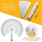 26 Blades Stainless Steel Feeler Gauge, Metric and Imperial Gap Measuring Tool Width and Thickness Feeler Gage Gauge for Spark Plug, Valve Adjustment Tool, 0.04-0.63mm