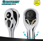 DURATECH 3/8-Inch Drive Ratchet, 90-Tooth Quick-release Ratchet Wrench, Reversible, Chrome Alloy Made, Full Polished, Stocking Stuffers for Men Women Gifts for Men Gifts for Women Gifts for Dad