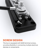 600A Heavy-Duty Bus Bar Nickel Plated Copper Distribution Terminal Block with Cover 4 M10 (3/8 in) Studs & 8 Screws Buss Bar for Solar RV Marine Car Audio 12-48V DC Battery System