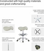 Grace&Grace Ergonomic Rolling Saddle Stool Chair with Wheels Adjustable Swivel Stool with Back and Footrest Heavy Duty for Esthetician, Artist, Dental, Medical, Spa, Salon, Cutting, Home Office