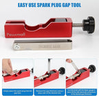 Spark Plug Gap Tool, Spark Plug Gapping Tool with 32 Blade Steel Feeler Gauge, Universal Spark Plug Gap Tool for Most 10mm 12mm 14mm 16mm Spark Plugs (Red)