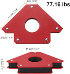 HARFINGTON 2pcs Welding Magnets 77.16 lbs Magnetic Welding Clamp Holder Iron Spray Paint Arrow-Shaped Tool 45, 90, 135 Degree with Center Hole for Fixed Angles, Red