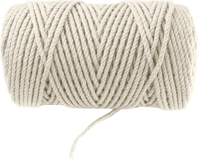 4mm x 300 Feet White Jute Rope, Twine for Gardening Tomato Climbing Plant Tie Floristry Crafts Gift Wrapping Packing Decor