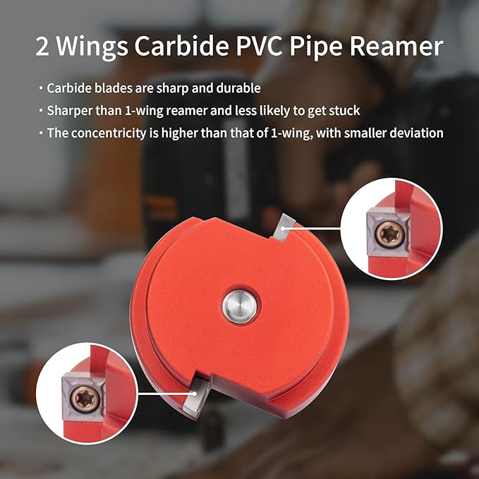 2 Wings PVC Pipe Reamer, Plastic PVC Pipe Fitting Saver Kit Fit into Standard 1/2" Drills 0.75inch Head Socket Saver Tool