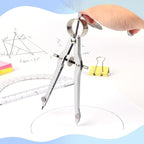 Compass and Protractor Set, Professional Drawing Compass Tool, Metal Compass with Extra Refills, Compass for Geometry and 6 Inch Math Protractors 180 Degree (Silver)