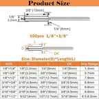 100pcs 1/8 x 3/8 inch 304 Stainless Steel Pop Rivets, 3.2 x 10mm Blind Rivets for DIY/Automotive Repairs/Furniture