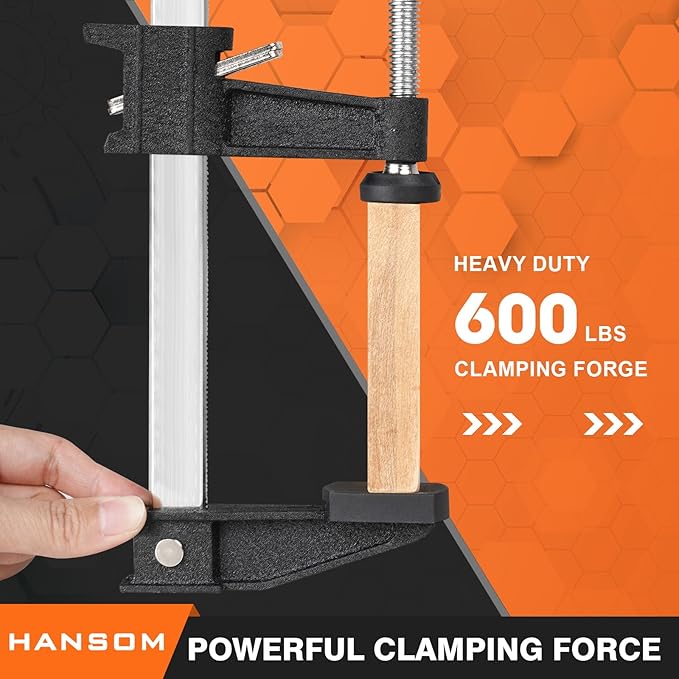 4-Pack 36 inch Bar Clamps, Long Wood Clamps Heavy Duty, Force 600 Lbs, Adjustable & Quick Release, 2.5 inch Throat Depth with Plastic Handle