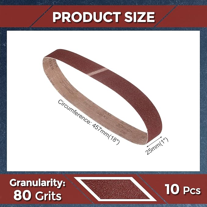 10 Pcs Sanding Belts 1 x 18 Inch 80 Grit Aluminum Oxide Abrasive Sandpaper for Belt Sander Metal Grinding Wood Working Weld Rust Removal