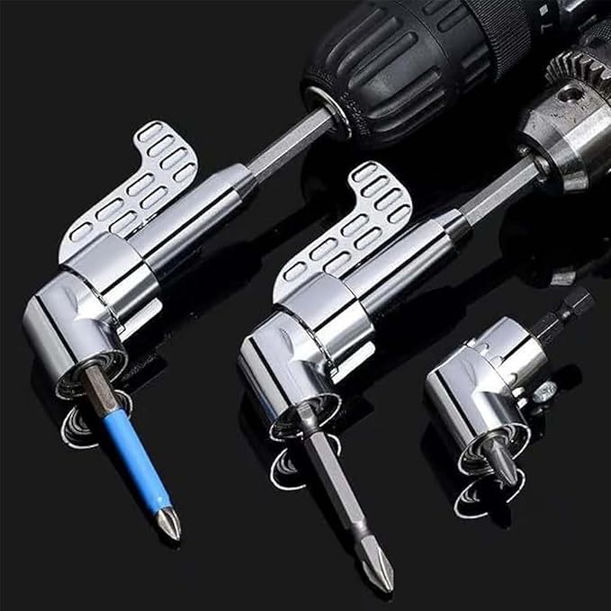 105 Degree Right Angle Drill Adapter, 1/4" Hex Shank Driver Angle Drill Attachment with Multi-function Bend Screwdriver Bit, Angle Driver for Drill, Drill Attachment for Household Work (L+S（SR）)