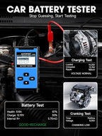 AUTOPHIX BAS100 Car Battery Tester 12V 24V, Accurate Automotive Load Meter Alternator Analyzer 100-2000 CCA Load Tester, Charging & Cold Cranking Test for Cars Truck Motorcycle Boat and More