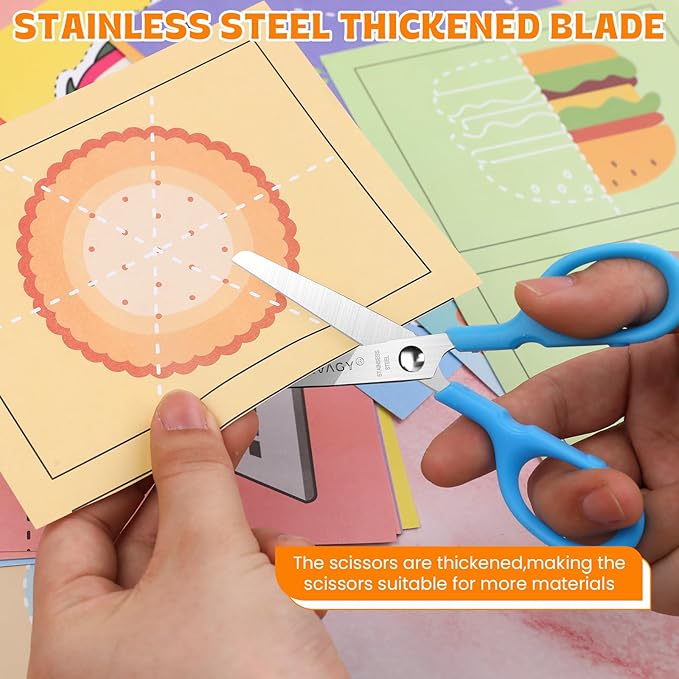 30Pack 5" Small School Student Blunt Kids Craft Scissors, Sharp Stainless Steel Blades Safety Toddler Kid Child Comfort Grip Scissors Bulk for Children Cutting Paper