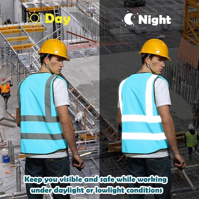 BeautyWill Custom Logo 10/20 Pack Safety Vest Class2 High Visibility Vest with Pockets Breathable Construction Vest Bulk