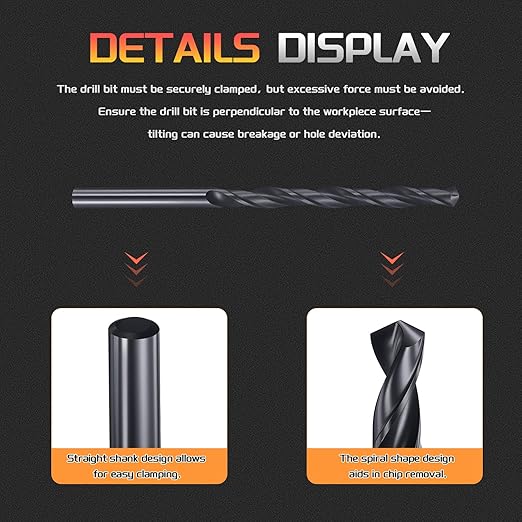 Drill Bit, 1/8" Cutting Diameter, 4241 HSS Nitriding Black 118° Cutting Angle Versatile Jobber Bits - (Applications: for Drilling Plastic Wood Soft Metal), 12-Pieces