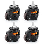 Skelang 4 Pcs Stem Leveling Machine Caster, Retractable Caster Wheel for Industrial Machine Equipment, Heavy Workbench, Movable Furniture, Total Load Capacity 2200Lbs