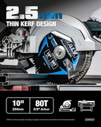 CRALY Carbide Tipped Circular Saw Blade, Professional TCT Blade for Cutting Aluminum, Plastic (10'', 5/8'' Arbor, 80T)
