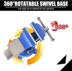 Bench Vise Heavy Duty, Table 6" Vise - Locking Base Clamp Cast Steel 360° Swivel Vice with Anvil, Table Clamp Pipe Lock Pliers Base Desktop for Woodworking Cutting Conduit Drilling, Sanding
