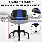 Rolling Stool with Wheels, Garage Shop Stool with Backrest, Roller Seat with Pneumatic Adjustable Height 16.93"-19.69", Heavy Duty Multi-Purpose Chair for Shop Salon Office Home, Blue