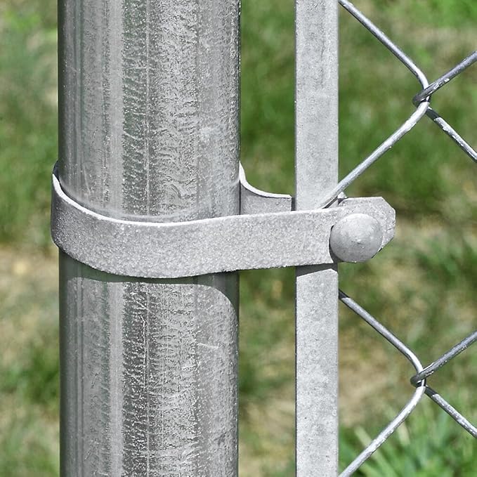 Galvanized Steel Chain Link Tension Band, Durable Steel Chain Link Fence Hardware, Rust-Resistant, Easy Install, Includes Required Bolt (25, 1-7/8")
