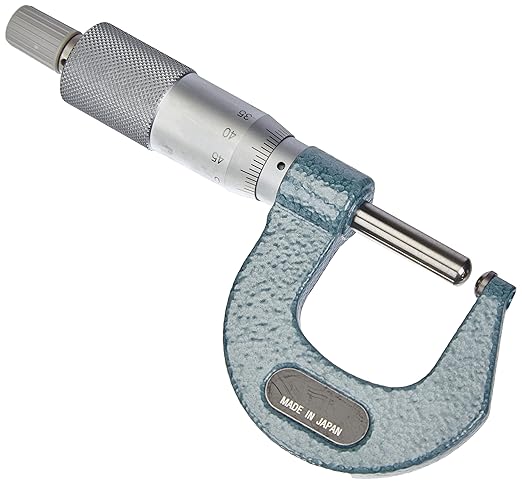 Mitutoyo 115-117 Spherical Face Micrometer, Ratchet Stop, 50-75mm Range, 0.01mm Graduation, +/-0.003mm Accuracy, Flat Spindle
