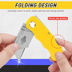 4 Pack Folding Utility Knife with Extra 10Pcs Blades, Box Cutters for Home, Office, Warehouse, Durable Razor Knife, Box Knife, Box Opener, Small Box Cutter with Clip, Navajas de Trabajo