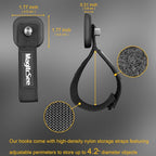 2 Pack Heavy Duty Magnetic Hook Straps for Extension Cords, Powerful Cruise Garage Storage Hook Ties for Hanging Cables, Garden Hoses Ropes, Workshop Tool Box Magnet Organize Hangers for Tools
