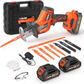 Cordless Reciprocating Saw With 8 Blades – 2×4000mAh Batteries, Brushless Motor, Variable Speed 0‑3200 SPM, Tool‑Free Blade Change, Power Reciprocating Saw for PVC Wood, Metal Cutting DIY