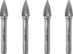 SG-3 Double Cut Tree Shape Tungsten Carbide Rotary Burr with 1/4" Shank for Die Grinder and Drill,4PCS by LU&MN